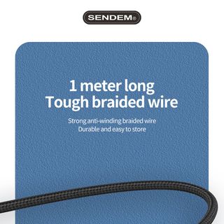 Cáp sạc nhanh Sendem M28 6A bọc dù dài 1M Chân Micro