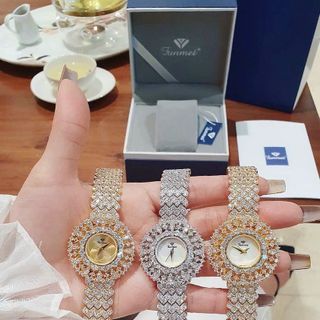 ĐỒNG HỒ NỮ CHÍNH HÃNG MỚI NHẤT FUNMEI F2030 FULL ĐÁ PHA LÊ ĐI KÈM TEM KÍCH HOẠT ĐIỆN TỬ