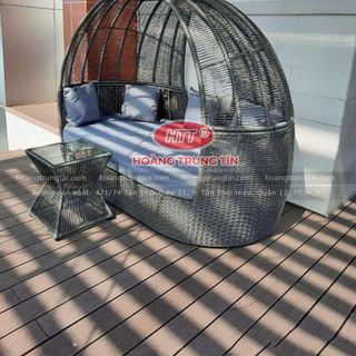 Sofa mây nhựa ngoài trời có mái che sofa mái vòm