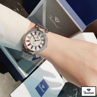 ĐỒNG HỒ NỮ CHÍNH HÃNG MỚI NHẤT FUNMEI F4604 FULL ĐÁ PHA LÊ ĐI KÈM TEM KÍCH HOẠT ĐIỆN TỬ