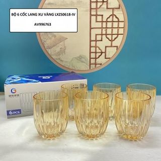 BỘ 6 LY THỦY TINH VÀNG SỌC NỔI CAO CẤP