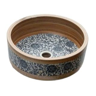 Chậu lavabo nghệ thuật bằng gốm họa tiết vẽ tay tự nhiên tạo ra nét riêng biệt cho mỗi sản phẩm mã SB111A