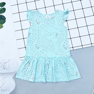 KN0008- Đầm Bông Cotton Bé Gái Kiteny - Họa tiết xanh hình ngôi sao