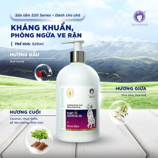 Sữa Tắm Cho Chó XUEDIAO 520ml - Thơm Lâu 7 Ngày, Tinh Dầu Đức, Diệt Khuẩn, Trị Ve Rận Cao Cấp