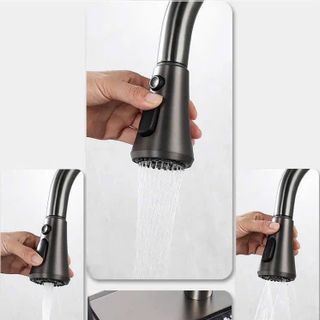 Vòi rửa chén rút dây inox nano xám-KC6035N