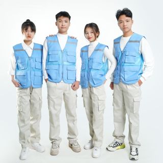 ÁO GHI LÊ 4 TÚI PHẢN QUANG BẢO HỘ LAO ĐỘNG , ÁO KỸ THUẬT , KỸ SƯ, CÔNG NHÂN, MÀU XANH HÒA BÌNH