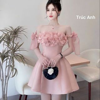 Váy Hồng Thiết Kế Đính Hoa Tơ A618H-149K