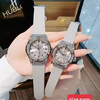 XẢ KHO ĐỒNG HỒ NAM NỮ THỜI TRANG HOT TREND HUB 2 VIỀN HỘT DÂY CAO SU