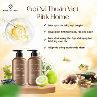 Combo Gội Xả Phục Hồi Tóc Hư Tổn Tinh Chất Thiên Nhiên PINK HOME Giúp Tóc Chắc Khỏe, Suôn Mượt
