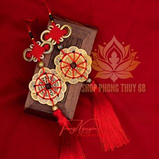 Dây Đồng Xu Hoa Mai 10 Cánh Thập Toàn Phong Thủy Tài Lộc, treo oto xe máy, túi sách, balo,....