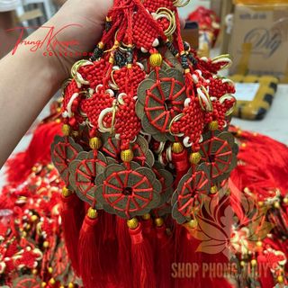 Dây Đồng Xu Hoa Mai 10 Cánh Thập Toàn Phong Thủy Tài Lộc, treo oto xe máy, túi sách, balo,....