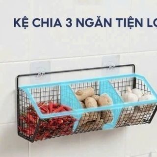 KỆ SẮT 3 KHAY ĐỰNG GIA VỊ DÁN TƯỜNG