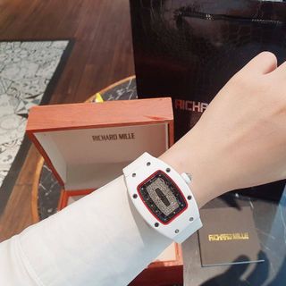XẢ KHO ĐỒNG HỒ NỮ TRUNG CẤP HOT TREND RICHA DÂY CAO SU TRẮNG
