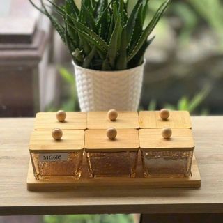 MTT605 Mứt 6 - ÂU Thủy Tinh+ nắp nhựa + khay nhựa ( THÙNG 20 B )