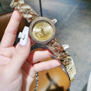 ĐỒNG HỒ NỮ THỜI TRANG HOT TREND M KORS MẶT TRÒN LOGO DÂY XÍCH