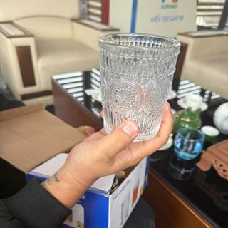 Bộ 6 cốc ly thuỷ tinh cao cấp hoạ tiết hoa mặt trời ( THÙNG 8 BỘ )