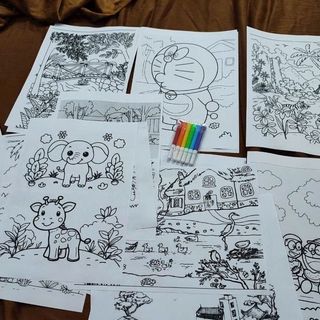 Hot Combo 6 tranh 6 bút lông chỉ 10k