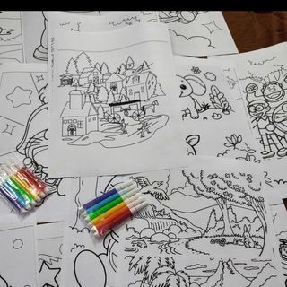 Hot Combo 6 tranh 6 bút lông chỉ 10k