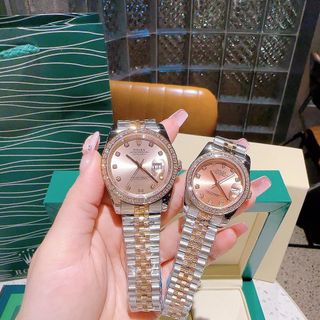 ĐỒNG HỒ NAM NỮ CAO CẤP MỚI NHẤT RÔ LE MÁY CƠ MẶT SAPHIRE VIỀN ĐÁ DÂY DEMI