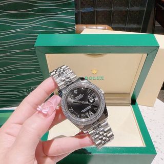 ĐỒNG HỒ NAM NỮ CAO CẤP MỚI NHẤT RÔ LE MÁY CƠ MẶT SAPHIRE VIỀN ĐÁ DÂY BẠC HỒNG