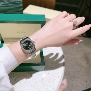 ĐỒNG HỒ NAM NỮ CAO CẤP MỚI NHẤT RÔ LE MÁY CƠ MẶT SAPHIRE VIỀN ĐÁ DÂY BẠC HỒNG