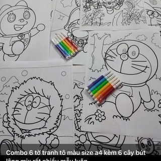 Combo 6 tranh 6 bút lông chỉ 10k rẻ