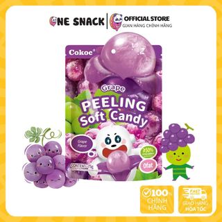 Kẹo Dẻo Trái Cây Bóc Vỏ 3D Vị Nho Tím Cokoc 60g | Cokoc 3D Purple Grape Soft Candy 60g - One Snack