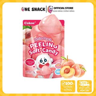Kẹo Dẻo Trái Cây Bóc Vỏ 3D Vị Đào Cokoc 60g | Cokoc 3D Peach Soft Candy 60g - One Snack