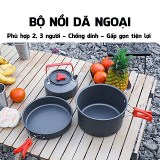 BỘ NỒI CHẢO CHỐNG DÍNH NẤU ĂN KHI ĐI DU LỊCH 8 MÓN