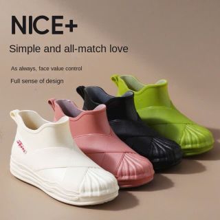 Giày Bốt Cao Su Đi Mưa Cổ Thấp Lót Lông Cừu Ấm Áp Chống Trượt Chống Thấm Nước Thời Trang Mới Cho Nữ
