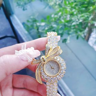 ĐỒNG HỒ NỮ CHÍNH HÃNG MỚI NHẤT FUNMEI MẶT NƠ ĐÍNH FULL PHA LÊ ĐI KÈM TEM KÍCH HOẠT ĐIỆN TỬ