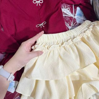 SET ÁO GÂN ĐÍNH NƠ KÈM CHÂN VÁY XẾP TẦNG - LÊ PHƯƠNG BOUTIQUE