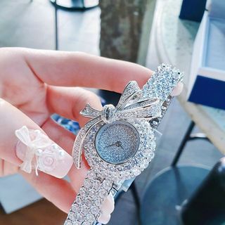ĐỒNG HỒ NỮ CHÍNH HÃNG MỚI NHẤT FUNMEI MẶT NƠ ĐÍNH FULL PHA LÊ ĐI KÈM TEM KÍCH HOẠT ĐIỆN TỬ