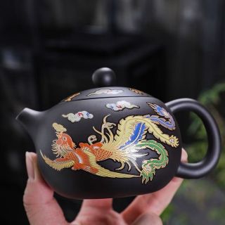 Ấm trà tử sa đổi màu, rồng phượng, đồ dùng pha trà đổi màu khi nóng