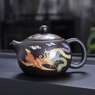 Ấm trà tử sa đổi màu, rồng phượng, đồ dùng pha trà đổi màu khi nóng