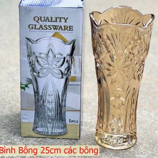 BÌNH CẮM HOA THỦY TINH PHA LÊ VÀNG 25CM