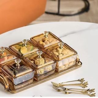 KHAY MỨT TẾT 6 NGĂN THỦY TINH HỔ PHÁCH CAO CẤP
