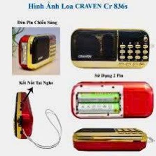 LOA NGHE ĐÀI CRAVEN CR-836 2 PIN USB,THẺ NHỚ,Đài FM