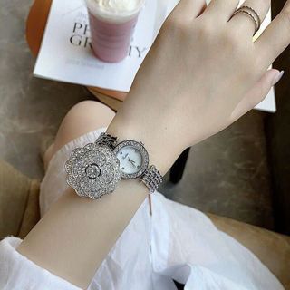 ĐỒNG HỒ NỮ CHÍNH HÃNG SCOTI DÂY THÉP MẶT HOA MỞ NẮP