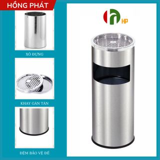 Thùng Rác inox Có Gạt Tàn - Nhập Khẩu Nguyên Chiếc - Dung Tích 12L thùng rác