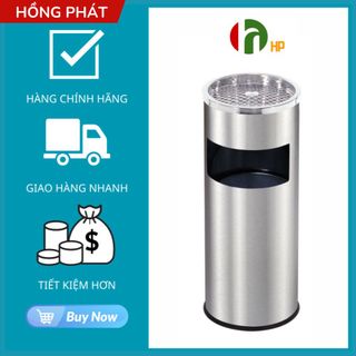 Thùng Rác inox Có Gạt Tàn - Nhập Khẩu Nguyên Chiếc - Dung Tích 12L thùng rác