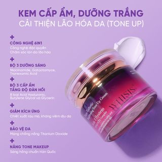 Kem Dưỡng Ẩm Trắng Da 6 in 1 WHISIS Pure Esthetic Brightening Tone Up Cream Cấp Ẩm, Nâng Tone, Giảm Nám, Trẻ Hoá Da 50g