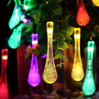 Bộ Dây Đèn Led Trang Trí Hình Giọt Nước Pha Lê Trong Suốt 10m.