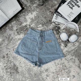 Quần sort jean nữ ngắn túi phối logo - Như Ý Boutique