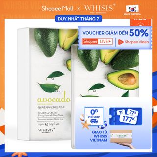 Combo 10 Mặt Nạ Bơ Sữa WHISIS Nature Origin Energy Avocado Cấp Nước, Tăng Cường Độ Đàn Hồi Của Da 25ml/miếng