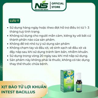 Xịt bào tử lợi khuẩn Intest Bacillus NSG hỗ trợ các vấn đề hô hấp - Hộp 1 chai x 30ml