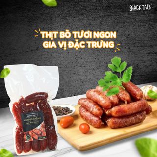 Lạp xưởng bò Siêm Riệp Campuchia Tung Lò Mò 98% thịt bò tươi trong dẻo ngoài dòn tết nhâm nhi 500gr