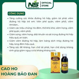 Cao ho Hoàng Bảo Đan hỗ trợ long đờm bổ phế giảm ho loãng dịch nhày đường hô hấp tốt cho cơ thể