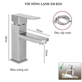 Vòi lavabo nóng lạnh kiểu vuông bằng inox 304 thiết kế thanh lịch, nước chảy êm ái mã V30M