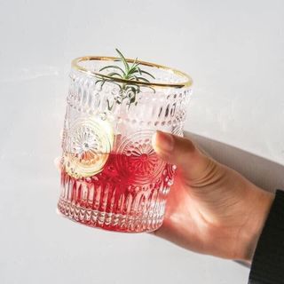 BỘ 6 LY THỦY TINH HOẠ TIẾT MẶT TRỜI VIỀN VÀNG